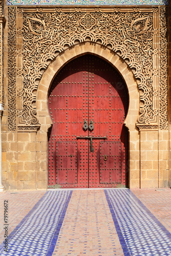 The main entrance of Moulay Ismail Mausoleum. Meknes, Morocco
