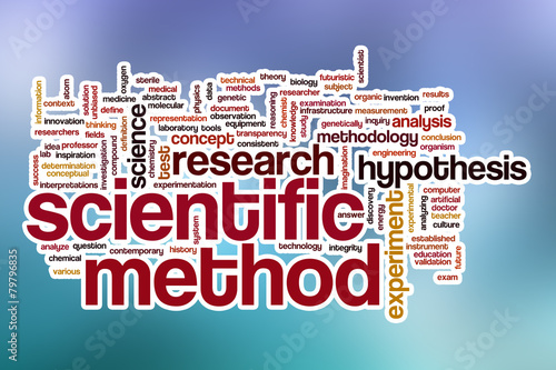 Scientific method word cloud with abstract background