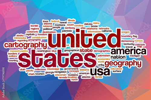 United States word cloud with abstract background