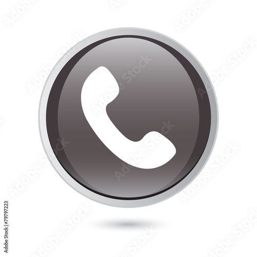 Telephone receiver vector icon. phone icon. black glossy button
