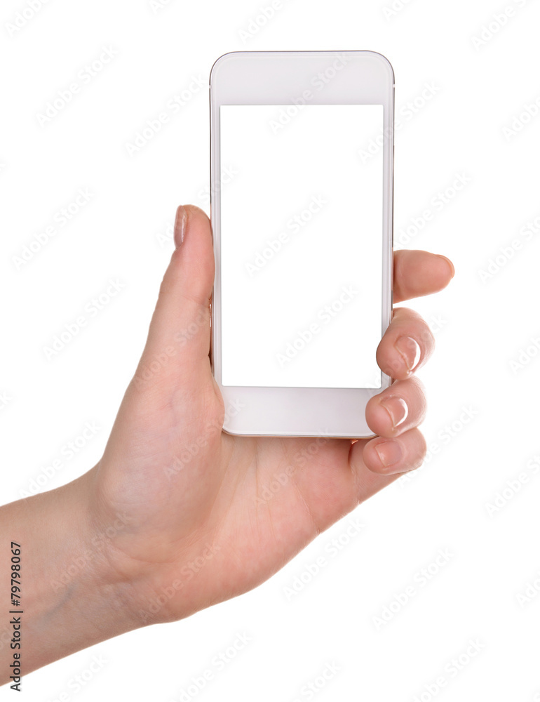 Hands holding smart phone isolated on white Hands holding smart phone isolated on white