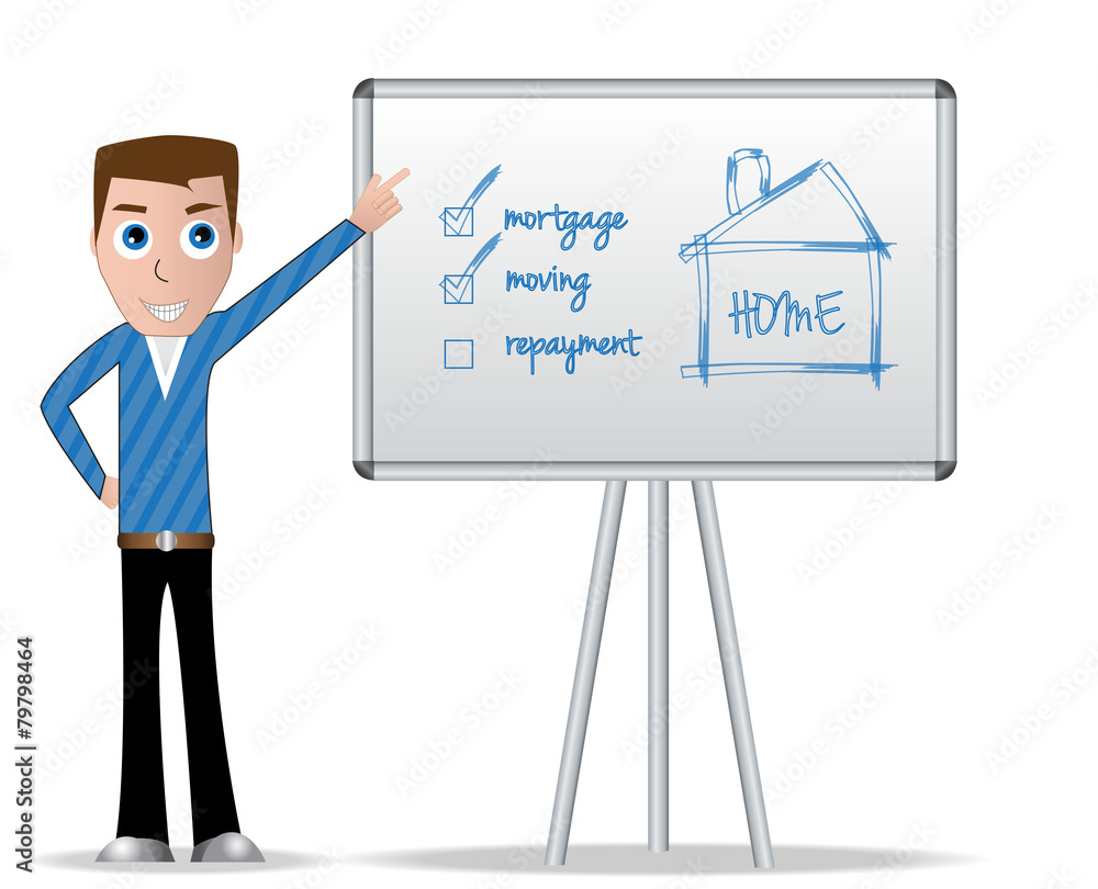 Brown young man pointing on white table Brown young man pointing on white table