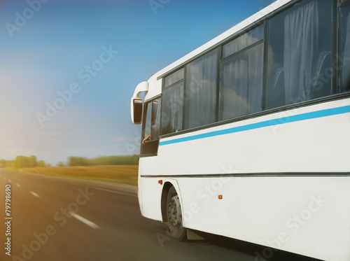 bus goes on  country highway