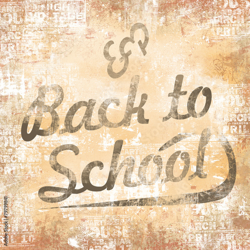 Back to School text on vintage grunge background