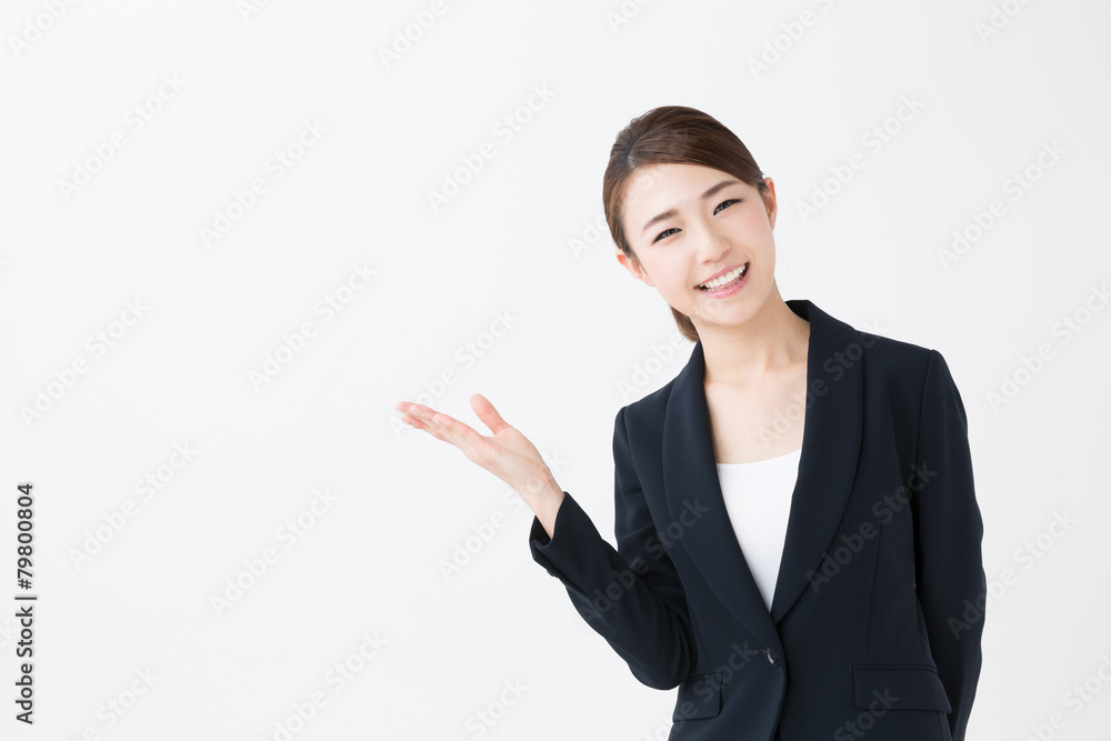 asian businesswoman showing isolated on white background asian businesswoman showing isolated on white background