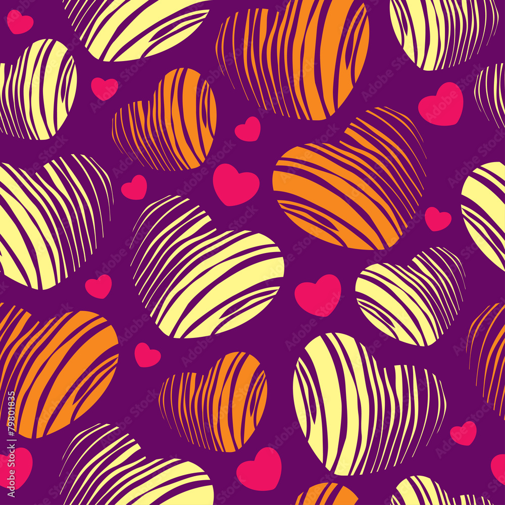 Seamless pattern with decorative striped hearts Seamless pattern with decorative striped hearts