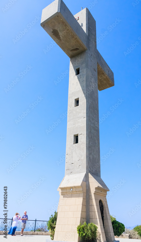 Cross on the observation deck. Mount Filerimos. Rhodes. Greece Cross on the observation deck. Mount Filerimos. Rhodes. Greece