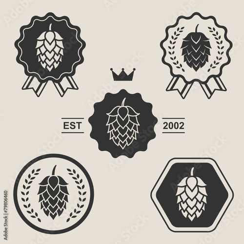 Hop craft beer sign symbol label element
