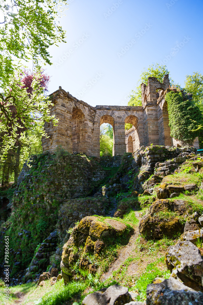 Old aqueduct ruins in Bergpark Kassel Germany