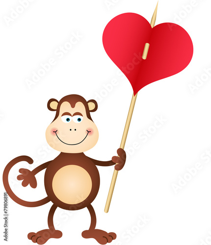 Cute Monkey carries heart
