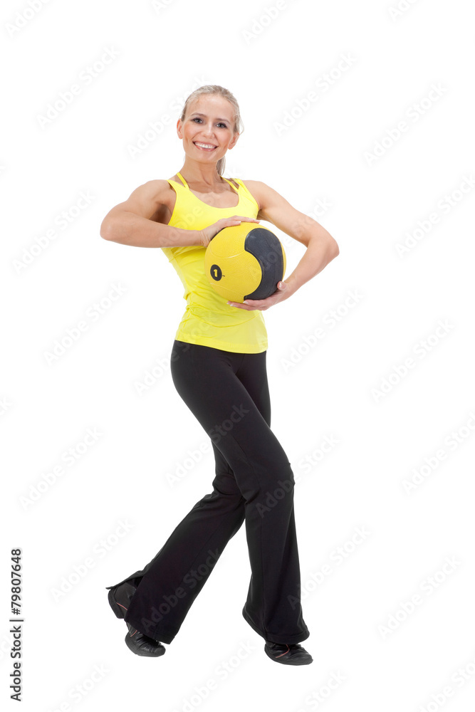 Fitness with ball: young woman doing exercises Fitness with ball: young woman doing exercises