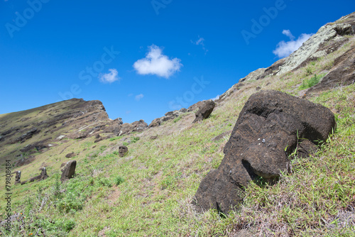 Moai im Rano Raraku Krater (Osterinsel, Rapa Nui)