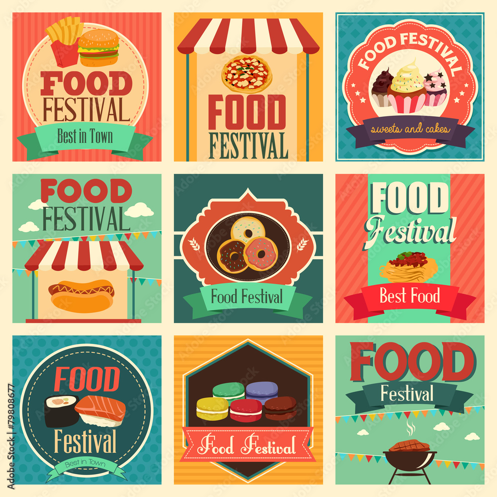 Obraz premium food festival icons