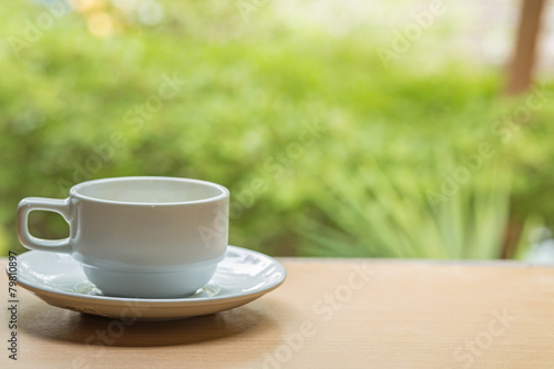 white mug on wooden table