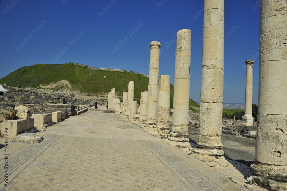 Stone columns in the Bet She'an National Park, Israel