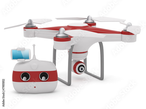 Quadrocopter drone with the camera and Radio remote controller w