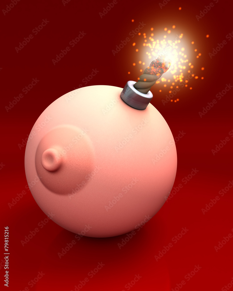 Sex Bomb in Form einer Brust, entzündete Lunte Stock Illustration | Adobe  Stock
