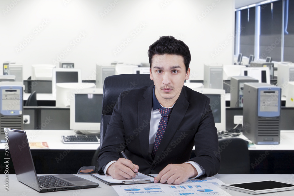 Caucasian worker in the workplace