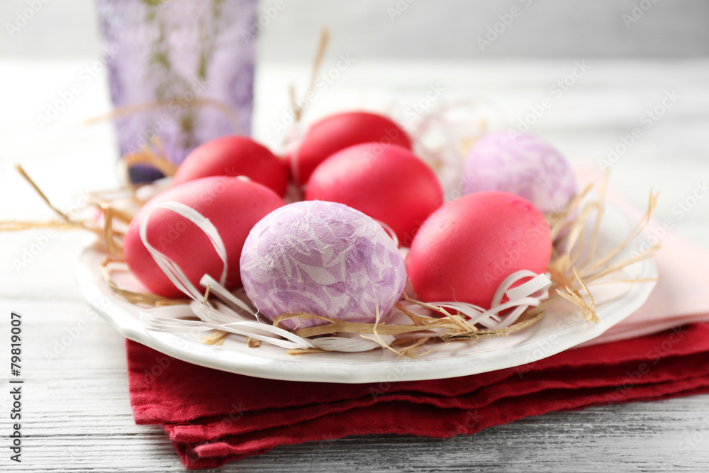 Easter composition with colorful eggs