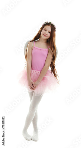 Beautiful little ballerina with decorative wings, isolated
