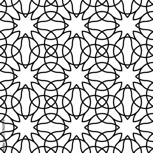 Black and white geometric seamless pattern with line.