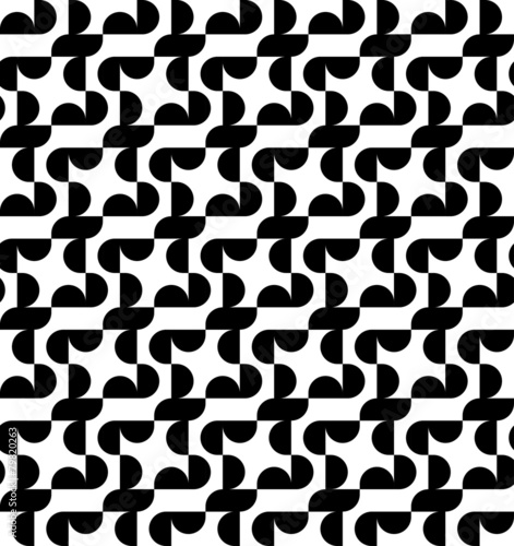 Black and white geometric seamless pattern with semicircle.