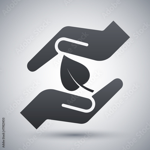 Vector hands protect the leaf icon
