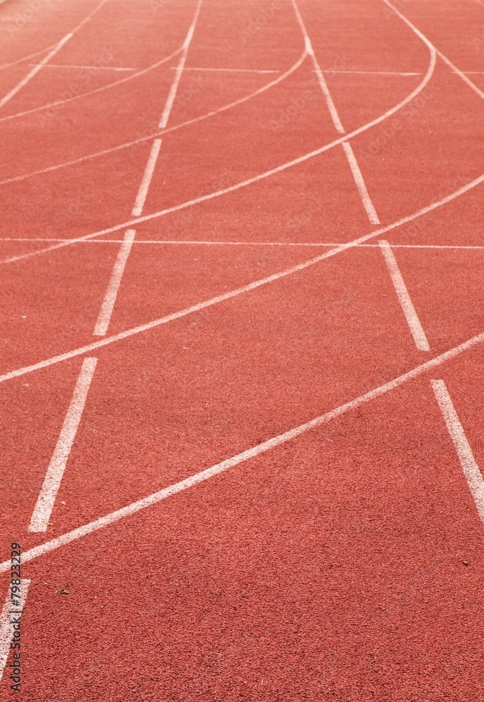 Lines and arrows of running racetrack in outdoor stadium