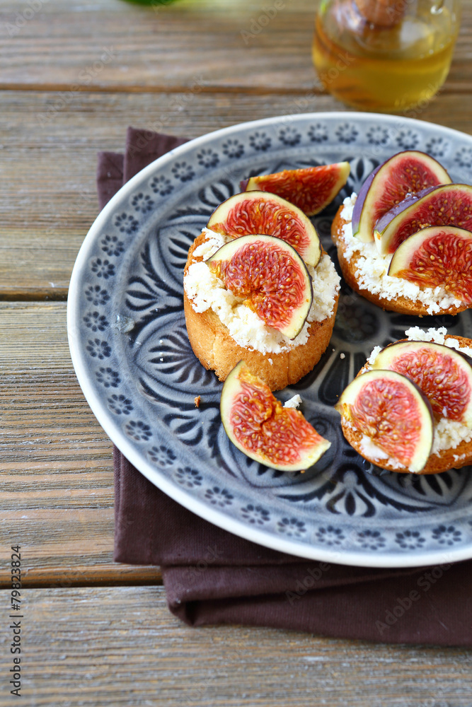 Bruschetta in a plate on wooden boards Bruschetta in a plate on wooden boards