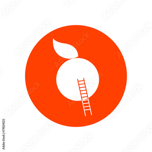 Apple with Stairway, Round Icon