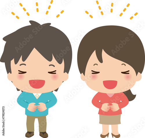声を出して笑い男性と女性