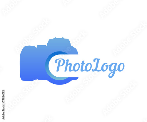 Logo of photo camera in blu...