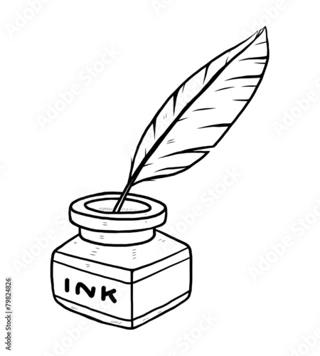 ink bottle and feather