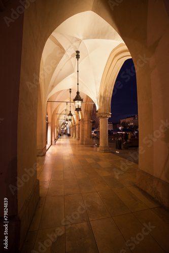 Sukiennice Colonnade at Night in Krakow #79824839