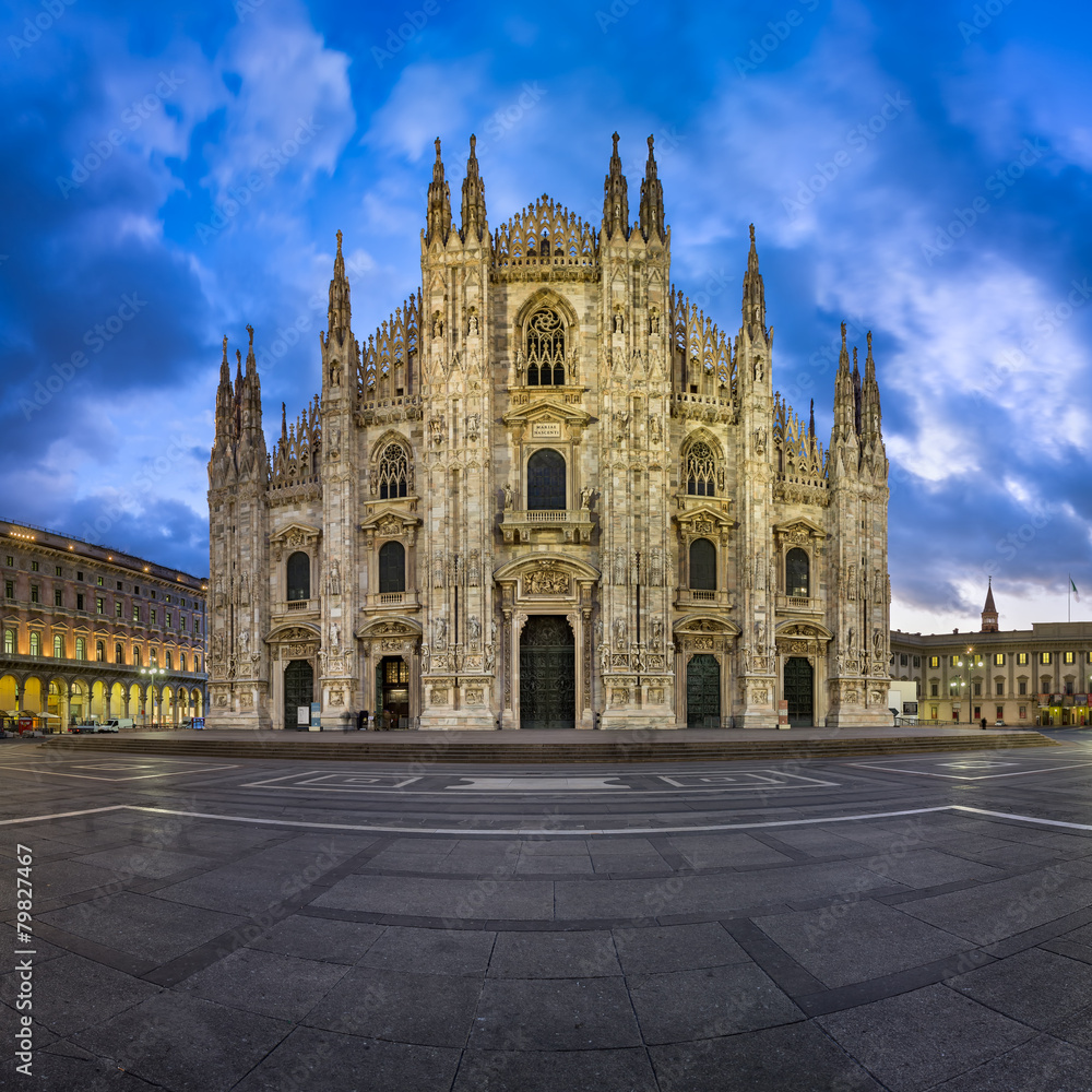 Duomo di Milano (Milan Cathedral) and Piazza del Duomo in the Mo