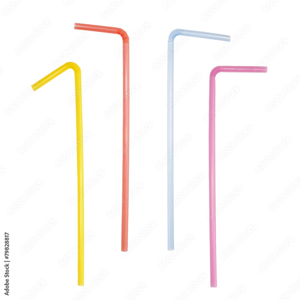 Set colorful plastic bent drinking straws isolated on white Set colorful plastic bent drinking straws isolated on white