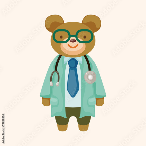 animal bear doctor cartoon theme elements