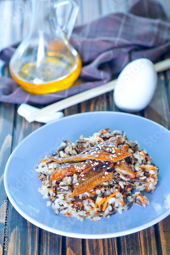 fried eel with rice photo