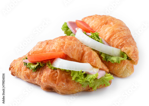croissant sandwich isolated on white background