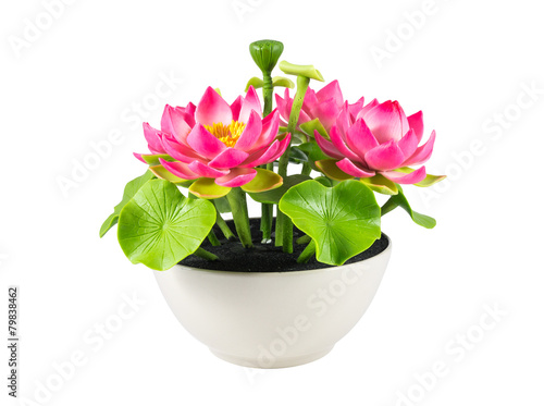 Fototapeta Naklejka Na Ścianę i Meble -  Pink Lotus flower handmade from Japanese clay