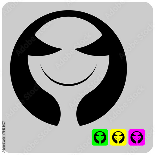 cheerful stylized alien face