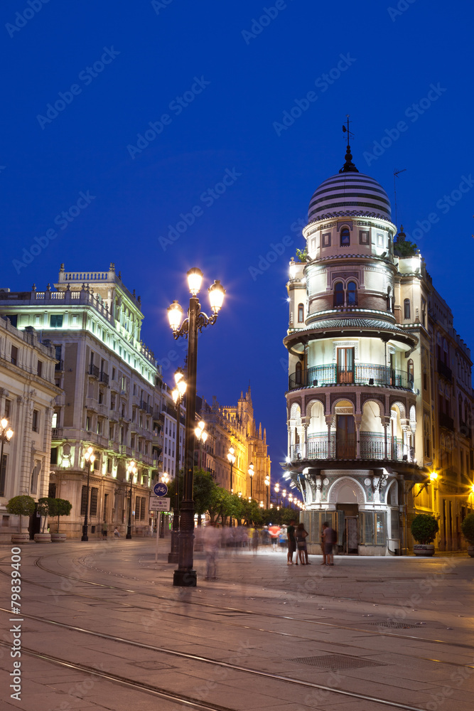 Naklejka premium Avenida de la Constitucion of Sevilla, Spain