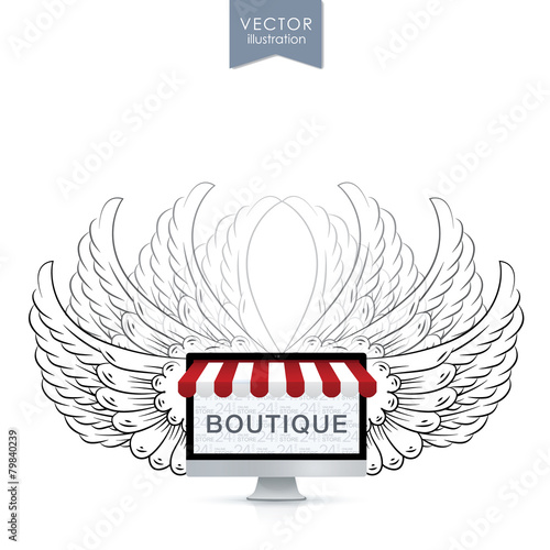 Online boutique, computer and wings photo