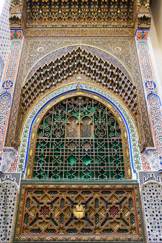 Decorated window of a mosque in Fes