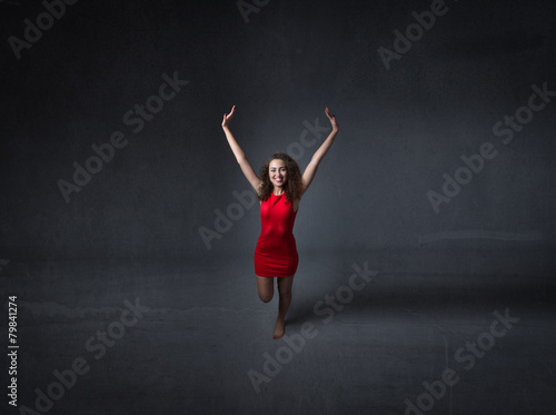 girl arms up for success