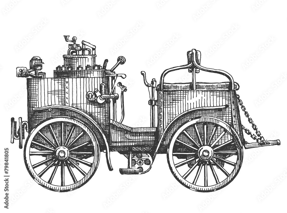 steam car on a white background. sketch steam car on a white background. sketch