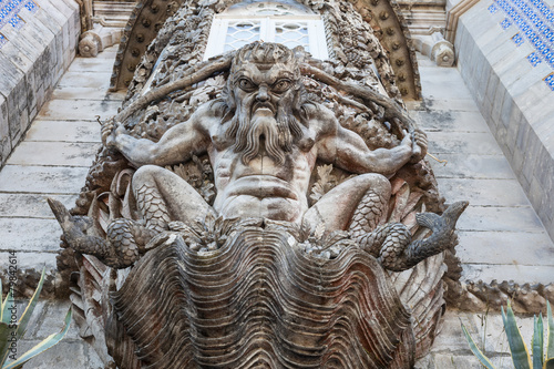 The depiction of a newt. Pena Palace in Sintra, Portugal
