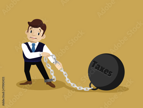 Businessman and tax. Vector flat illustration