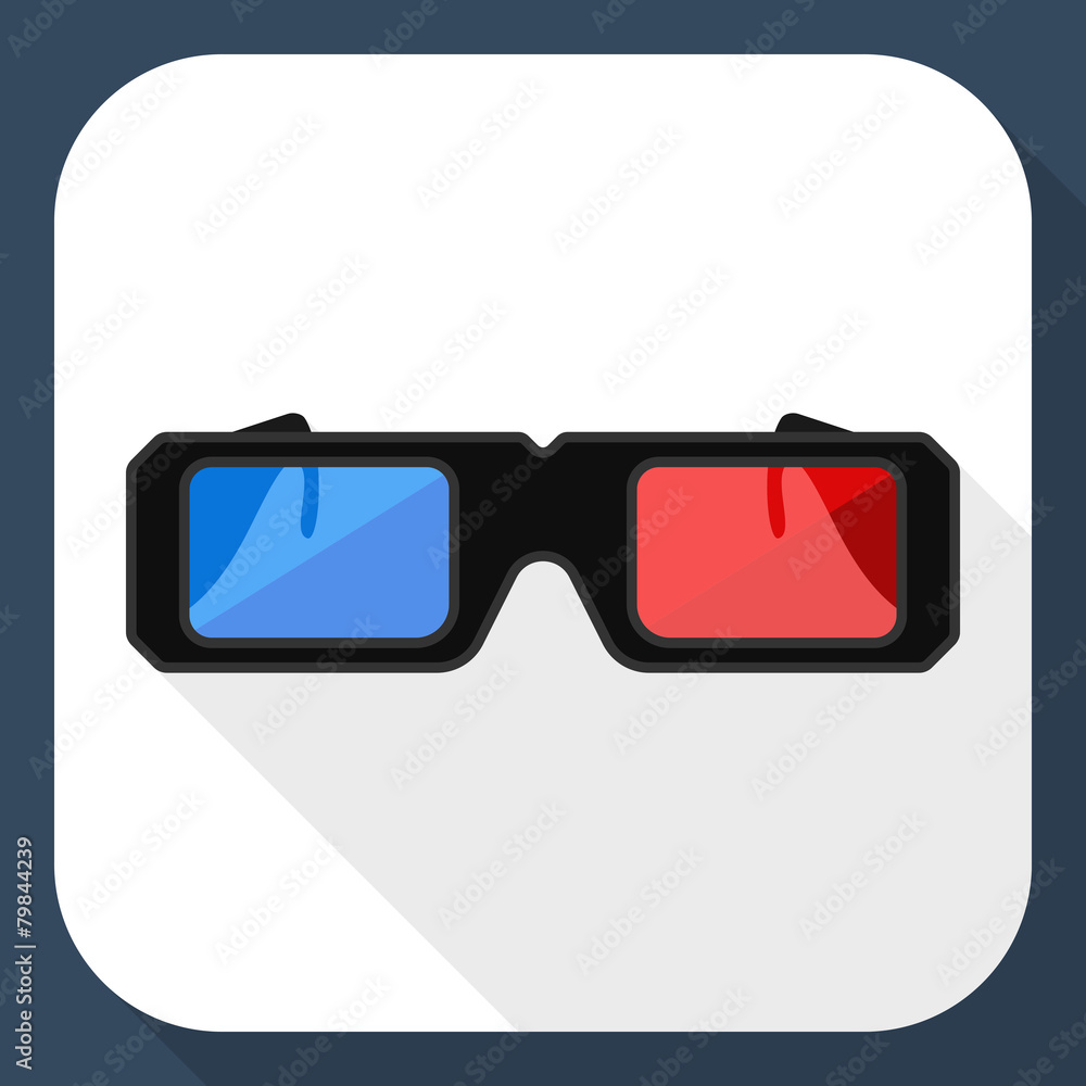 3D glasses flat icon with long shadow 3D glasses flat icon with long shadow