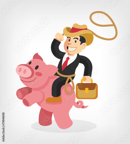 Businessman riding. Vector illustration